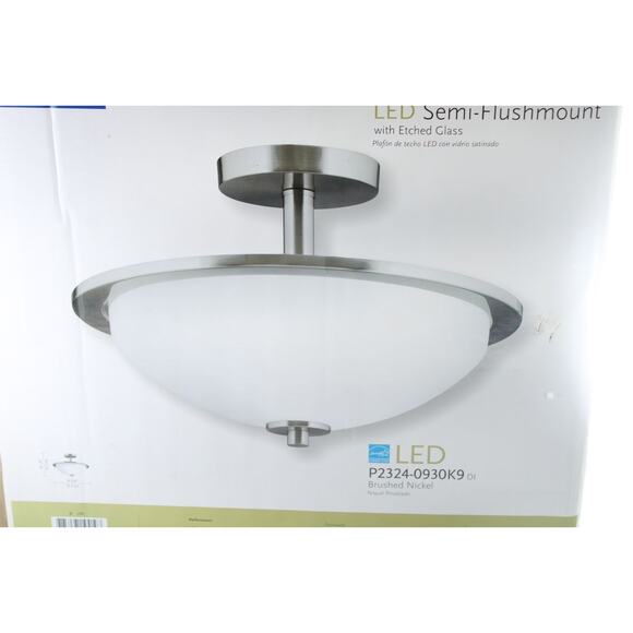 FlushMount Light Progress Lighting Replay 1-Light Brushed Nickel LED Semi-Flush - Picture 3 of 9